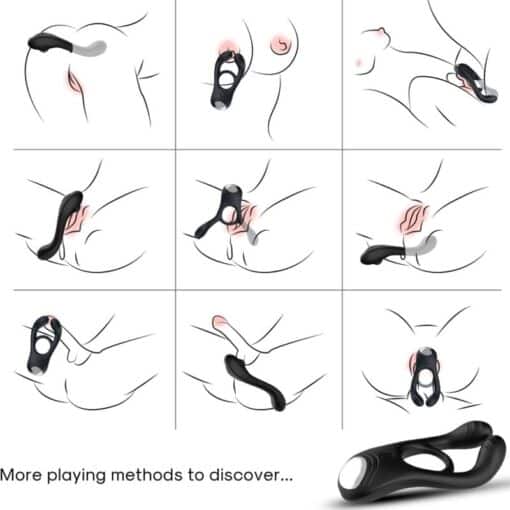 ARMONY - VEYRON ANILLO VIBRADOR DOBLE PINZA CONTROL REMOTO NEGRO - Imagen 2