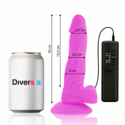 Alternative view of DIVERSIA - DILDO REALÍSTICO FLEXIBLE CON VIBRACIÓN LILA 18 CM -O- 4 CM