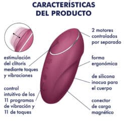 SATISFYER - TAP & CLIMAX 1 VIBRADOR LAY-ON ROJO - piKanteo | Despierta tu lado más piKante
