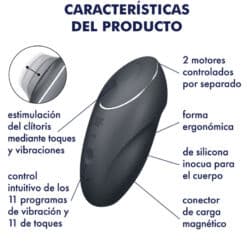 SATISFYER - TAP & CLIMAX 1 VIBRADOR LAY-ON NEGRO - piKanteo | Despierta tu lado más piKante