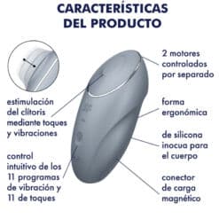 SATISFYER - TAP & CLIMAX 1 VIBRADOR LAY-ON GRIS - piKanteo | Despierta tu lado más piKante