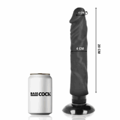 BASECOCK - VIBRADOR REALÍSTICO 2-1 NATURAL NEGRO 20 CM -O- 4 CM - piKanteo | Despierta tu lado más piKante