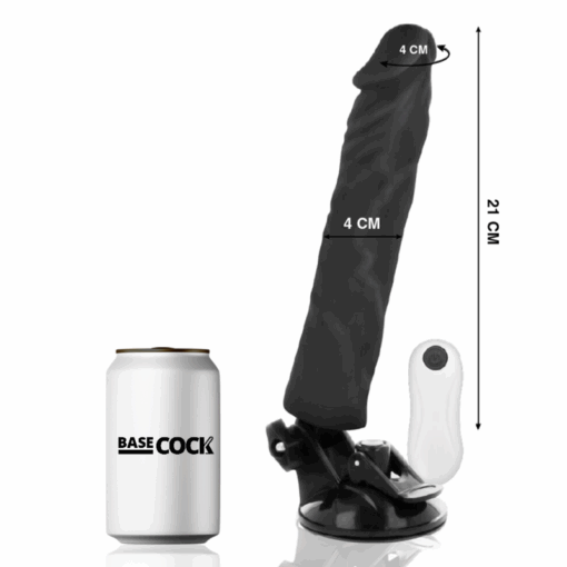 BASECOCK - VIBRADOR REALÍSTICO CONTROL REMOTO NEGRO 21 CM -O- 4 CM - Imagen 2