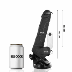 Alternative view of BASECOCK - VIBRADOR REALÍSTICO CONTROL REMOTO NEGRO CON TESTÍCULOS 19.5 CM -O- 4 CM