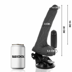 Alternative view of BASECOCK - VIBRADOR REALÍSTICO CONTROL REMOTO NEGRO CON TESTÍCULOS 20 CM -O- 4 CM