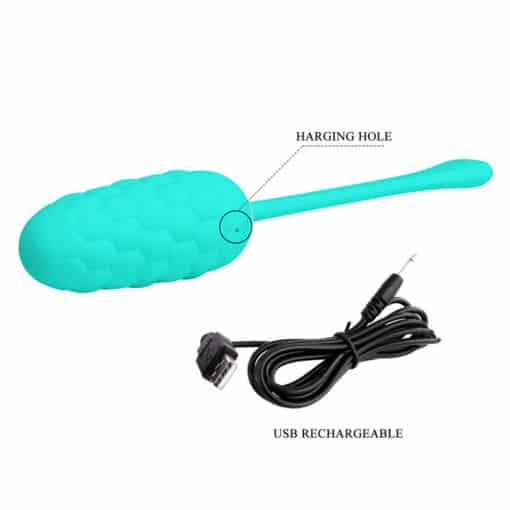 PRETTY LOVE - HUEVO VIBRADOR CON TEXTURA MARINA RECARGABLE VERDE AGUA - Imagen 8