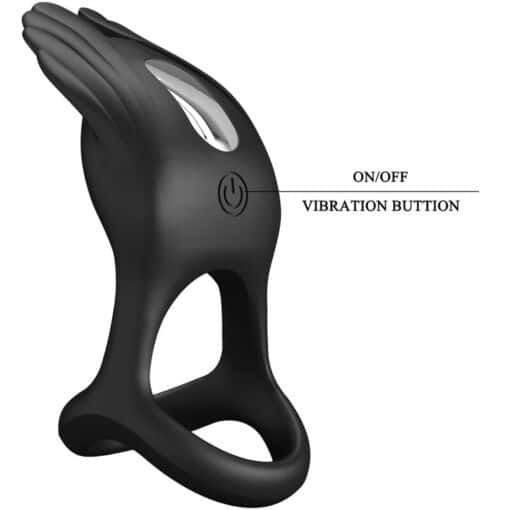 PRETTY LOVE - SILAS ANILLO VIBRADOR 7 VIBRACIONES SILICONA NEGRO - Imagen 7