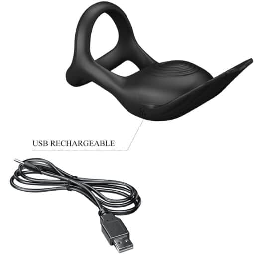 PRETTY LOVE - SILAS ANILLO VIBRADOR 7 VIBRACIONES SILICONA NEGRO - Imagen 8