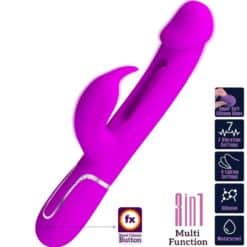 PRETTY LOVE - KAMPAS VIBRADOR RABBIT 3 EN 1 MULTIFUNCIÓN CON LENGUA FUCSIA - piKanteo | Despierta tu lado más piKante