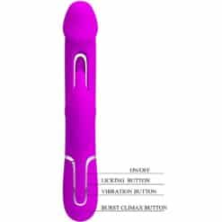 PRETTY LOVE - KAMPAS VIBRADOR RABBIT 3 EN 1 MULTIFUNCIÓN CON LENGUA FUCSIA - piKanteo | Despierta tu lado más piKante