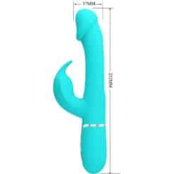 PRETTY LOVE - KAMPAS VIBRADOR RABBIT 3 EN 1 MULTIFUNCIÓN CON LENGUA VERDE AGUA - piKanteo | Despierta tu lado más piKante