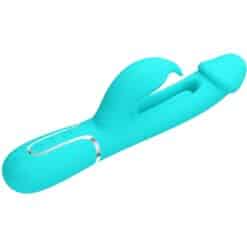 PRETTY LOVE - KAMPAS VIBRADOR RABBIT 3 EN 1 MULTIFUNCIÓN CON LENGUA VERDE AGUA - piKanteo | Despierta tu lado más piKante