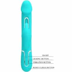 PRETTY LOVE - KAMPAS VIBRADOR RABBIT 3 EN 1 MULTIFUNCIÓN CON LENGUA VERDE AGUA - piKanteo | Despierta tu lado más piKante