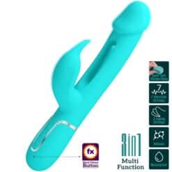 PRETTY LOVE - KAMPAS VIBRADOR RABBIT 3 EN 1 MULTIFUNCIÓN CON LENGUA VERDE AGUA - piKanteo | Despierta tu lado más piKante