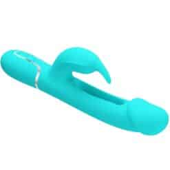 PRETTY LOVE - KAMPAS VIBRADOR RABBIT 3 EN 1 MULTIFUNCIÓN CON LENGUA VERDE AGUA - piKanteo | Despierta tu lado más piKante