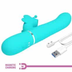 PRETTY LOVE - VIBRADOR RABBIT MULTIFUNCIÓN 4 EN 1 MARIPOSA VERDE AGUA - piKanteo | Despierta tu lado más piKante