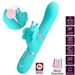 PRETTY LOVE - VIBRADOR RABBIT MULTIFUNCIÓN 4 EN 1 MARIPOSA VERDE AGUA - piKanteo | Despierta tu lado más piKante