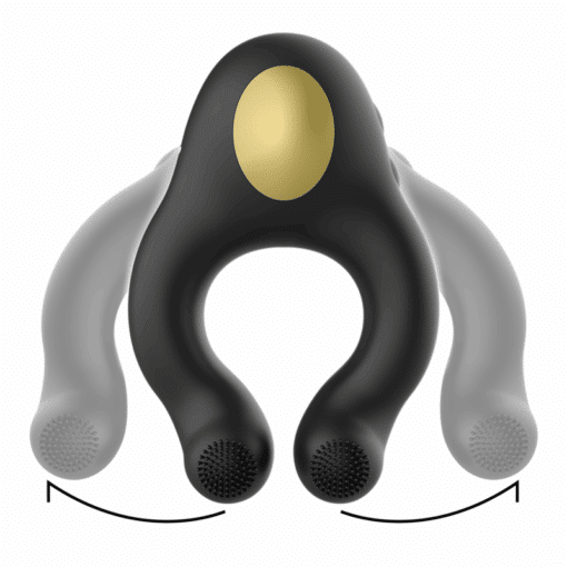 ARMONY - ANILLO VIBRADOR SILICONA 3 MOTORES RECARGABLE NEGRO - DORADO - Imagen 2