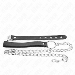 KINK - ANILLO PENE CUERO CON CORREA 21.5 X 2 CM Y CADENA METAL 60 CM - piKanteo | Despierta tu lado más piKante