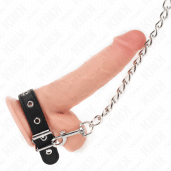 Alternative view of KINK - ANILLO PENE CUERO CON CORREA 21.5 X 2 CM Y CADENA METAL 60 CM