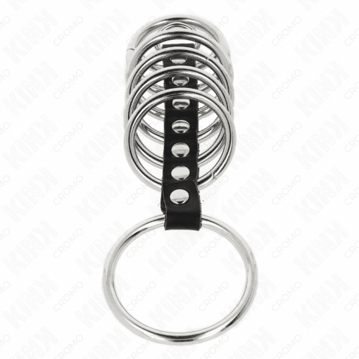 KINK - 7 ANILLOS PENE METAL 3.2 CM A 5 CM CONECTADOS POR POLIPIEL - Imagen 3