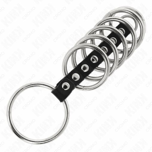 KINK - 7 ANILLOS PENE METAL 3.2 CM A 5 CM CONECTADOS POR POLIPIEL - Imagen 4