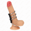 KINK - 4 ANILLOS PENE METAL 3.7 CM A 5 CM CONECTADOS POR CUERO - piKanteo | Despierta tu lado más piKante