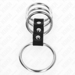 KINK - 4 ANILLOS PENE METAL 3.7 CM A 5 CM CONECTADOS POR CUERO - piKanteo | Despierta tu lado más piKante