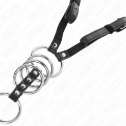 KINK - 5 ANILLOS PENE 3.8 CM A 5 CM METAL CON CINTURÓN POLIPIEL 112 CM - piKanteo | Despierta tu lado más piKante