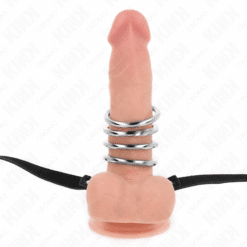 KINK - 5 ANILLOS PENE 3.8 CM A 5 CM METAL CON CINTURÓN POLIPIEL 112 CM - piKanteo | Despierta tu lado más piKante