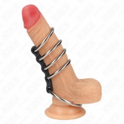 Alternative view of KINK - 5 ANILLOS PENE 3.7 CM A 5 CM METAL CONECTADOS POR CUERO