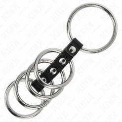 KINK - 5 ANILLOS PENE 3.7 CM A 5 CM METAL CONECTADOS POR CUERO - piKanteo | Despierta tu lado más piKante