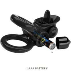 PRETTY LOVE - PASSIONATE RING DOBLE ANILLO VIBRADOR + ESTIMULADOR CLÍTORIS NEGRO - piKanteo | Despierta tu lado más piKante