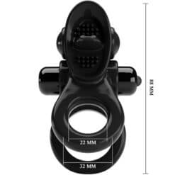 PRETTY LOVE - PASSIONATE RING DOBLE ANILLO VIBRADOR + ESTIMULADOR CLÍTORIS NEGRO - piKanteo | Despierta tu lado más piKante