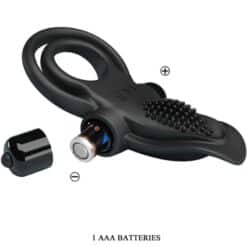 PRETTY LOVE - DOBLE ANILLO VIBRADOR + ESTIMULADOR CLÍTORIS 10 VIBRACIONES NEGRO - piKanteo | Despierta tu lado más piKante