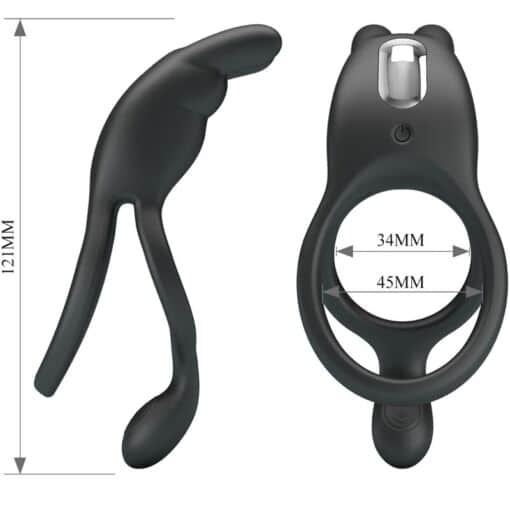 PRETTY LOVE - SETH DOBLE ANILLO VIBRADOR RABBIT 7 VIBRACIONES NEGRO - Imagen 6
