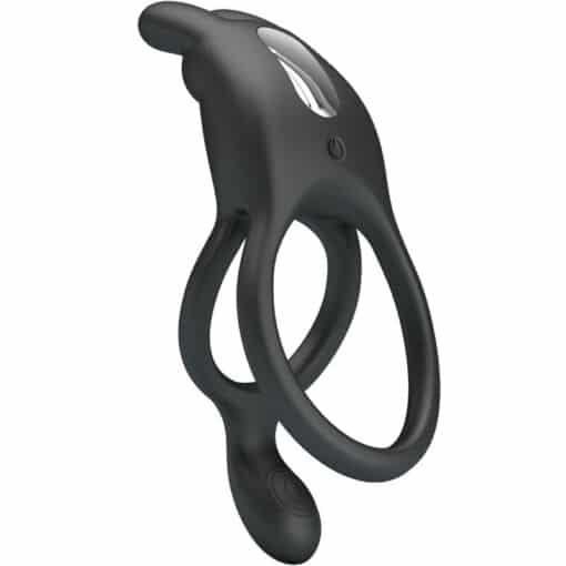 PRETTY LOVE - SETH DOBLE ANILLO VIBRADOR RABBIT 7 VIBRACIONES NEGRO - Imagen 2