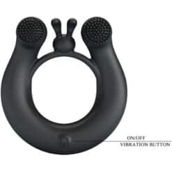 PRETTY LOVE - DAHLIA ANILLO VIBRADOR + ESTIMULADOR DE CLÍTOIS 12 VIBRACIONES NEGRO - piKanteo | Despierta tu lado más piKante