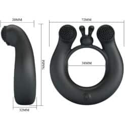 PRETTY LOVE - DAHLIA ANILLO VIBRADOR + ESTIMULADOR DE CLÍTOIS 12 VIBRACIONES NEGRO - piKanteo | Despierta tu lado más piKante