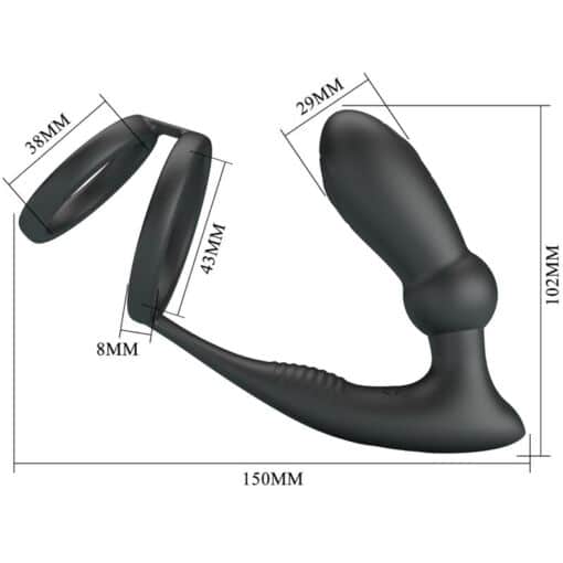 PRETTY LOVE - EMONI ANILLO PENE + PLUG ANAL 12 VIBRACIONES NEGRO - Imagen 5