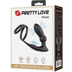 PRETTY LOVE - EMONI ANILLO PENE + PLUG ANAL 12 VIBRACIONES NEGRO - piKanteo | Despierta tu lado más piKante