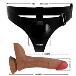 PRETTY LOVE - HARNESS BRIEFS UNIVERSAL CON DILDO VIBRACIÓN Y SQUIRTING 15.5 CM MULATO - piKanteo | Despierta tu lado más piKante