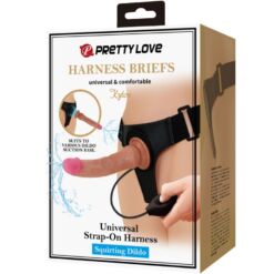 PRETTY LOVE - KYTON HARNESS BRIEFS UNIVERSAL CON DILDO SQUIRTING 19 CM MULATO - piKanteo | Despierta tu lado más piKante