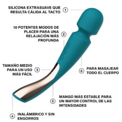 LELO - MASAJEADOR SMART MEDIUM WAND 2 VERDE AGUA - piKanteo | Despierta tu lado más piKante