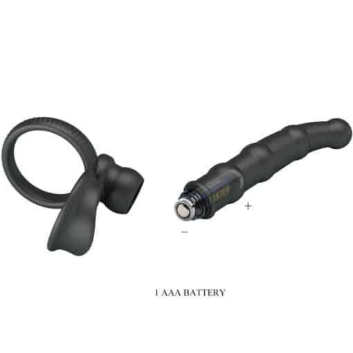 PRETTY LOVE - TATUM ANILLO VIBRADOR PENE CON PLUG 10 VIBRACIONES NEGRO - Imagen 6