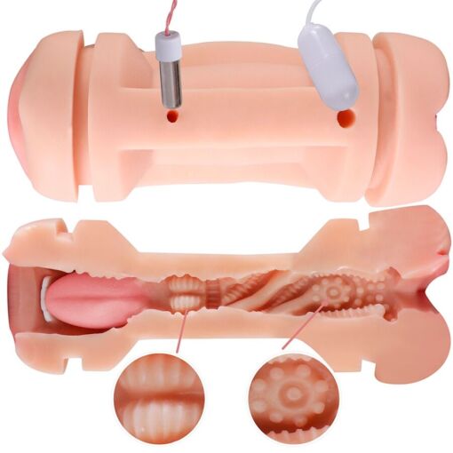 SHEQU - KAY MASTURBADOR DOBLE CON VIBRACIÓN DUAL BOCA Y VAGINA - Imagen 3