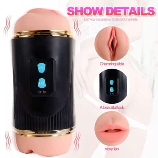 SHEQU - KAY MASTURBADOR DOBLE CON VIBRACIÓN DUAL BOCA Y VAGINA - Imagen 12