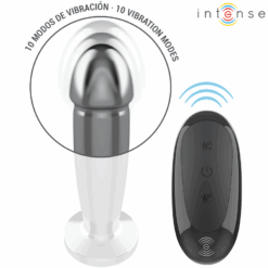 INTENSE - PLUG ANAL 10 VIBRACIONES METAL EN FORMA DE DILDO CON CONTROL REMOTO M - piKanteo | Despierta tu lado más piKante