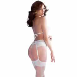 Alternative view of CHILIROSE - CR 4862 SET SUJETADOR, LIGUERO, TANGA Y MEDIAS DE ENCAJE BLANCO L