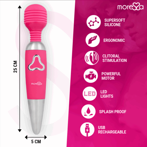 MORESSA - ODILON WAND POTENTE MOTOR MAS DOS CABEZALES PREMIUM SILICONE RECARGABLE - Imagen 4